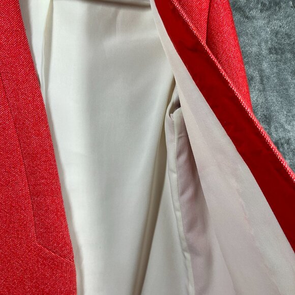 ZARA Blazer Coat Womens Size Small Orange Red Linen Cotton Blend Pockets - Picture 5 of 10